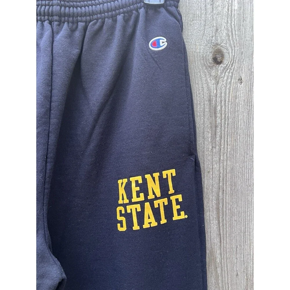 Kent State University Sweatpants Champion Medium Navy Fleece Straight Leg Unisex